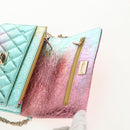 CHANEL Chain Matelasse 2.55 Shoulder Bag Leather Multicolor Gold CC Auth 142691SM-20