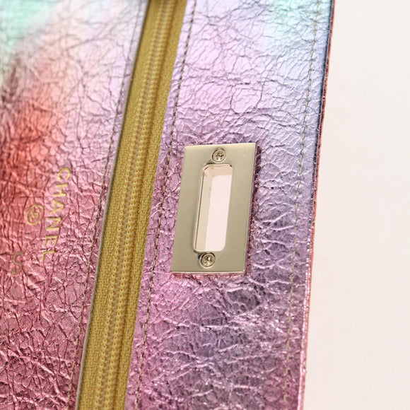 CHANEL Chain Matelasse 2.55 Shoulder Bag Leather Multicolor Gold CC Auth 142691SM