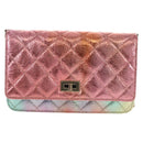 CHANEL Chain Matelasse 2.55 Shoulder Bag Leather Multicolor Gold CC Auth 142691SM-13