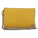 GUCCI Chain Shoulder Bag Leather Yellow 354697 Auth 142696-1