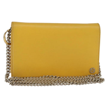 GUCCI Chain Shoulder Bag Leather Yellow 354697 Auth 142696