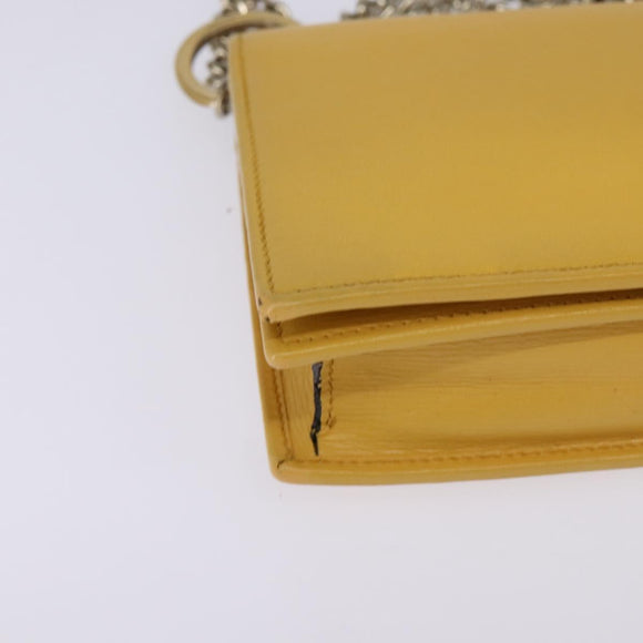 GUCCI Chain Shoulder Bag Leather Yellow 354697 Auth 142696