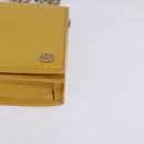 GUCCI Chain Shoulder Bag Leather Yellow 354697 Auth 142696-14