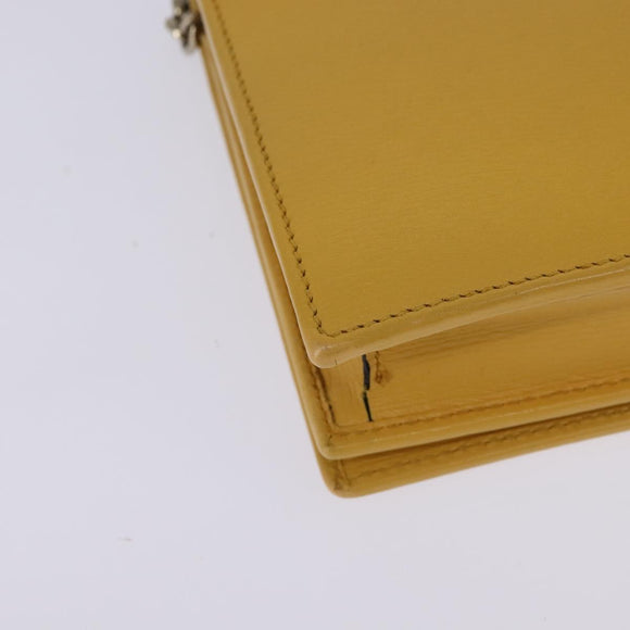GUCCI Chain Shoulder Bag Leather Yellow 354697 Auth 142696