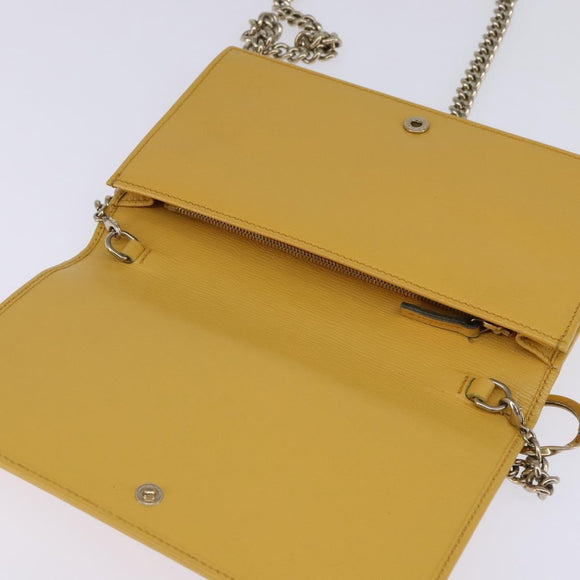 GUCCI Chain Shoulder Bag Leather Yellow 354697 Auth 142696
