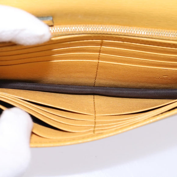 GUCCI Chain Shoulder Bag Leather Yellow 354697 Auth 142696