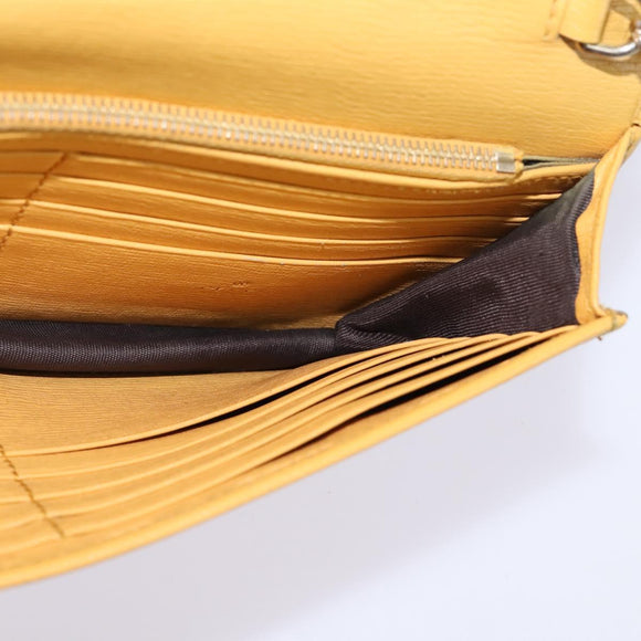 GUCCI Chain Shoulder Bag Leather Yellow 354697 Auth 142696