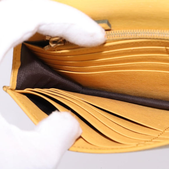 GUCCI Chain Shoulder Bag Leather Yellow 354697 Auth 142696