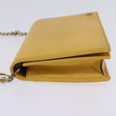 GUCCI Chain Shoulder Bag Leather Yellow 354697 Auth 142696-3