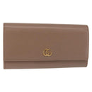 GUCCI GG Marmont Long Wallet Leather Light Brown 456116 Auth 142697-1