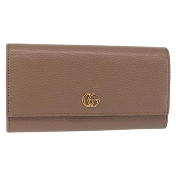 GUCCI GG Marmont Long Wallet Leather Light Brown 456116 Auth 142697