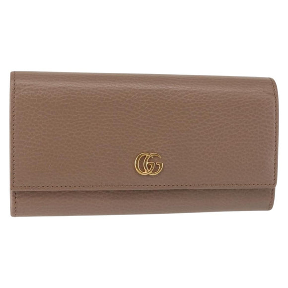 GUCCI GG Marmont Long Wallet Leather Light Brown 456116 Auth 142697