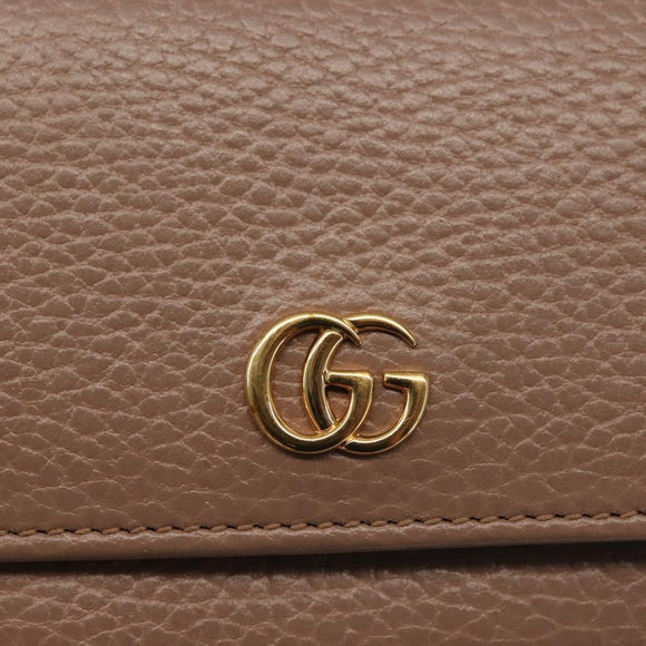 GUCCI GG Marmont Long Wallet Leather Light Brown 456116 Auth 142697