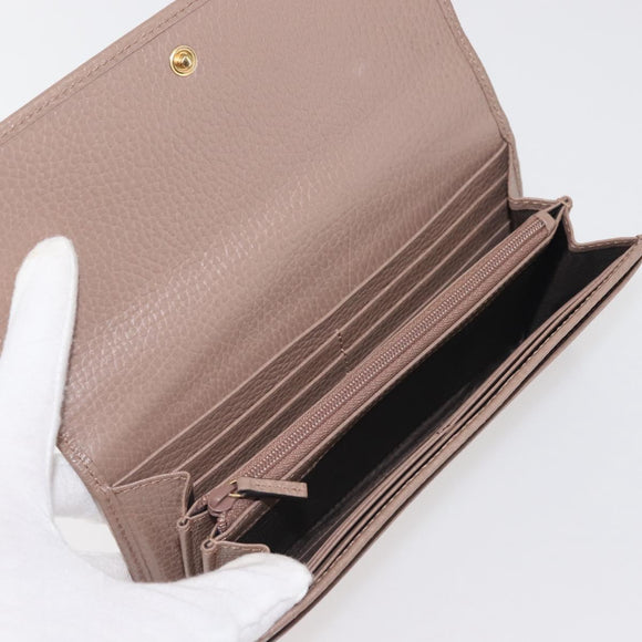 GUCCI GG Marmont Long Wallet Leather Light Brown 456116 Auth 142697