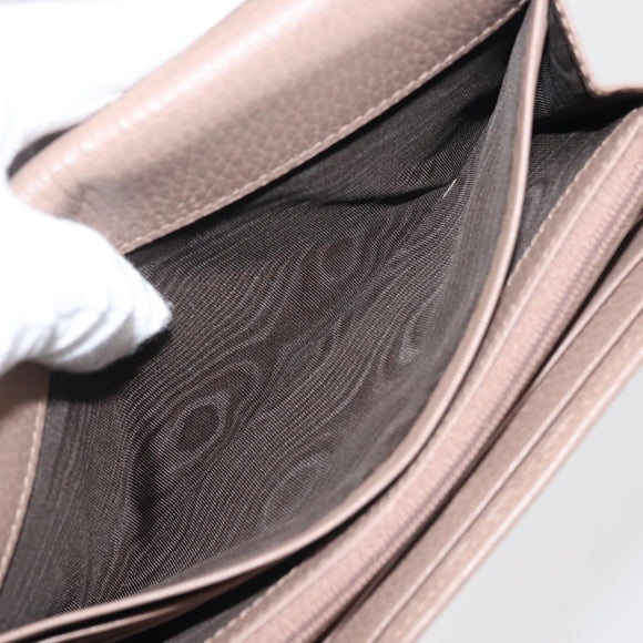 GUCCI GG Marmont Long Wallet Leather Light Brown 456116 Auth 142697