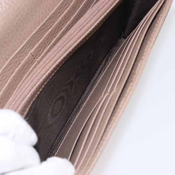 GUCCI GG Marmont Long Wallet Leather Light Brown 456116 Auth 142697