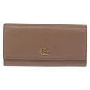 GUCCI GG Marmont Long Wallet Leather Light Brown 456116 Auth 142697-13