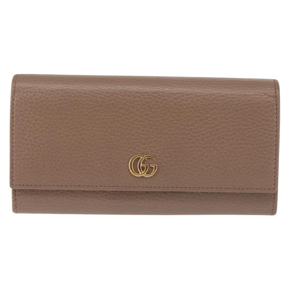 GUCCI GG Marmont Long Wallet Leather Light Brown 456116 Auth 142697