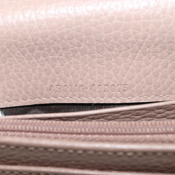 GUCCI GG Marmont Long Wallet Leather Light Brown 456116 Auth 142697