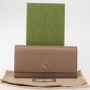 GUCCI GG Marmont Long Wallet Leather Light Brown 456116 Auth 142697-12