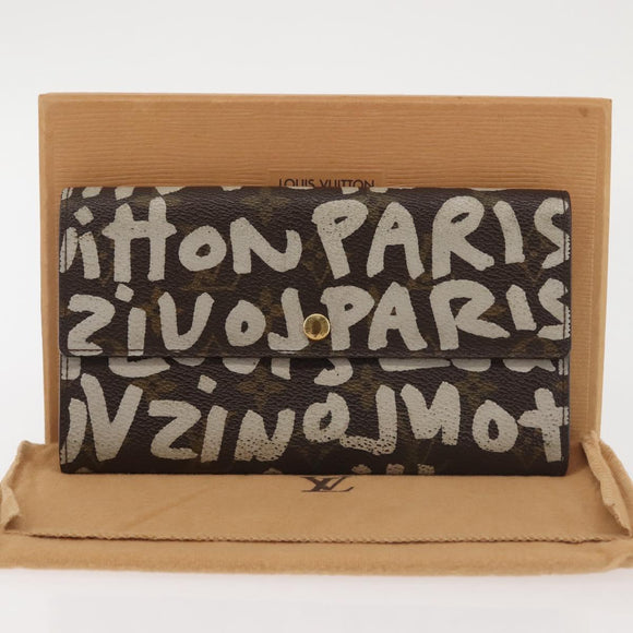 LOUIS VUITTON Monogram Graffiti Porte Monnaie Credit White M92189 LV Auth 142699