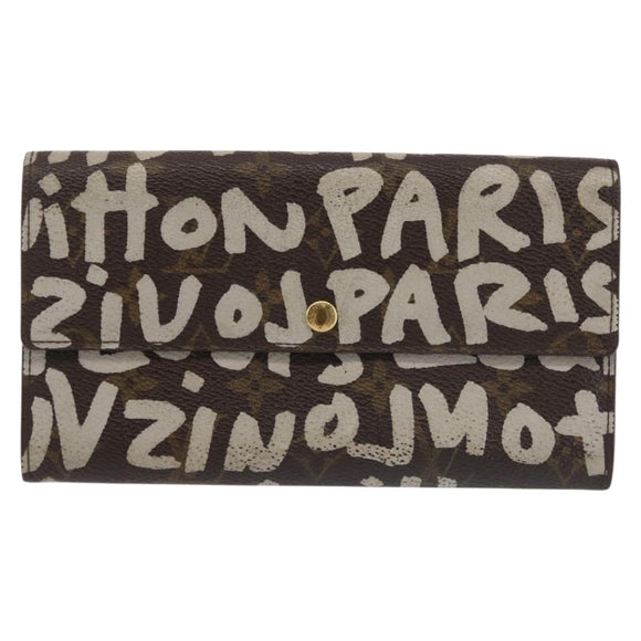 LOUIS VUITTON Monogram Graffiti Porte Monnaie Credit White M92189 LV Auth 142699