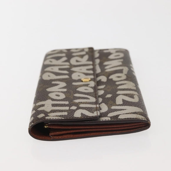 LOUIS VUITTON Monogram Graffiti Porte Monnaie Credit White M92189 LV Auth 142699