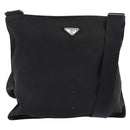 PRADA Shoulder Bag Nylon Black Silver Auth 142716-1