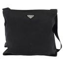 PRADA Shoulder Bag Nylon Black Silver Auth 142716-2