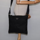 PRADA Shoulder Bag Nylon Black Silver Auth 142716-20