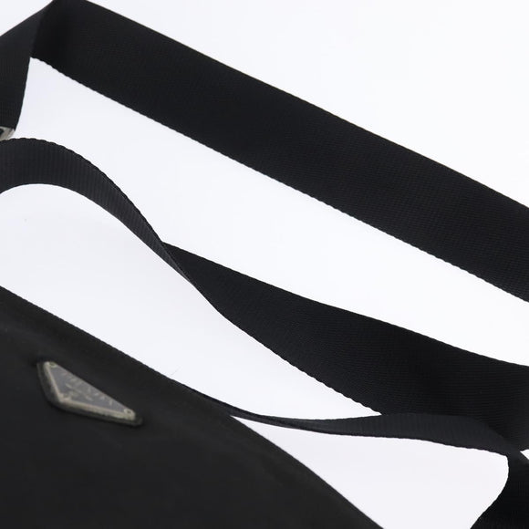 PRADA Shoulder Bag Nylon Black Silver Auth 142716