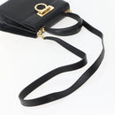 Salvatore Ferragamo Gancini Hand Bag Leather 2way Black Gold Auth 142732-9