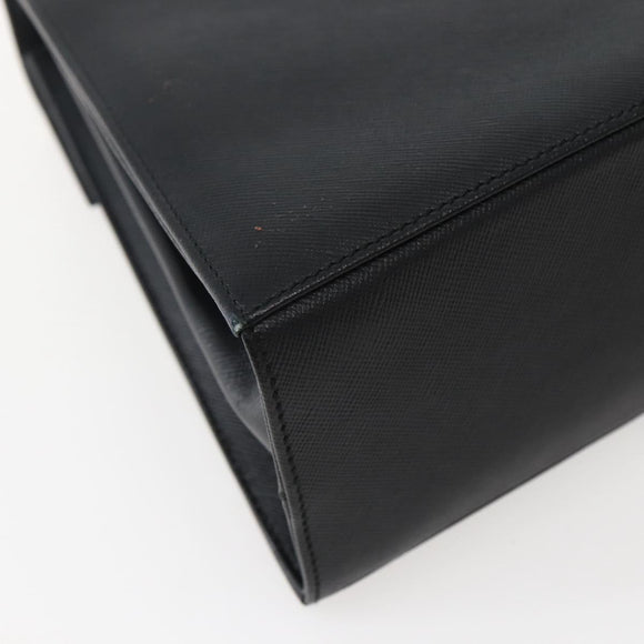 Salvatore Ferragamo Gancini Hand Bag Leather 2way Black Gold Auth 142732