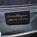 Salvatore Ferragamo Gancini Hand Bag Leather 2way Black Gold Auth 142732-12