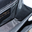 Salvatore Ferragamo Gancini Hand Bag Leather 2way Black Gold Auth 142732-22