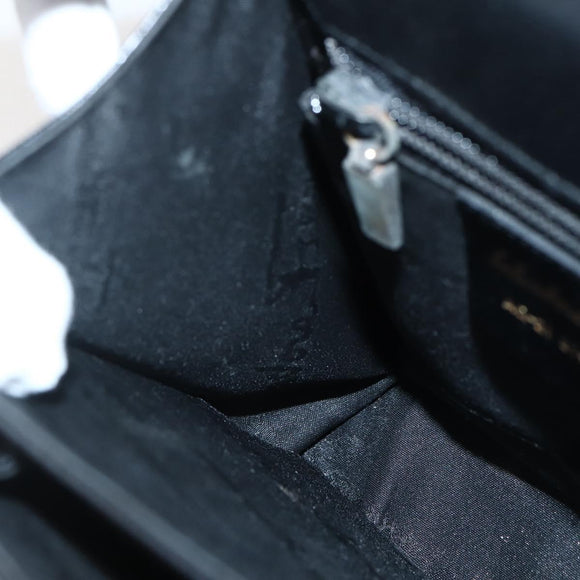 Salvatore Ferragamo Gancini Hand Bag Leather 2way Black Gold Auth 142732