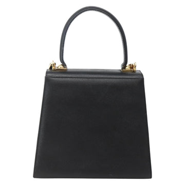 Salvatore Ferragamo Gancini Hand Bag Leather 2way Black Gold Auth 142732 - 0