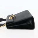 Salvatore Ferragamo Gancini Hand Bag Leather 2way Black Gold Auth 142732-3