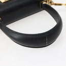 Salvatore Ferragamo Gancini Hand Bag Leather 2way Black Gold Auth 142732-7