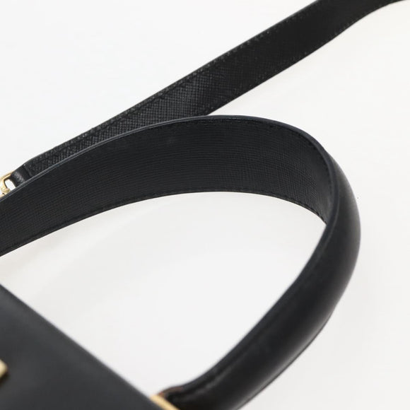 Salvatore Ferragamo Gancini Hand Bag Leather 2way Black Gold Auth 142732