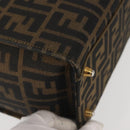 FENDI Zucca Canvas Hand Bag Black Brown Auth 142733-10