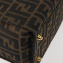 FENDI Zucca Canvas Hand Bag Black Brown Auth 142733-12