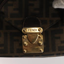 FENDI Zucca Canvas Hand Bag Black Brown Auth 142733-14