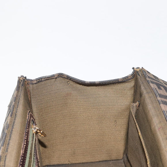 FENDI Zucca Canvas Hand Bag Black Brown Auth 142733