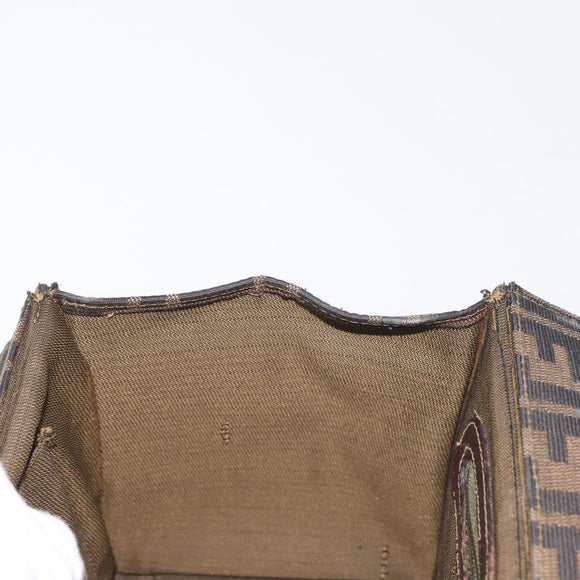FENDI Zucca Canvas Hand Bag Black Brown Auth 142733