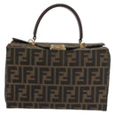 FENDI Zucca Canvas Hand Bag Black Brown Auth 142733-2