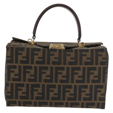 FENDI Zucca Canvas Hand Bag Black Brown Auth 142733 - 0