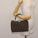 FENDI Zucca Canvas Hand Bag Black Brown Auth 142733-21