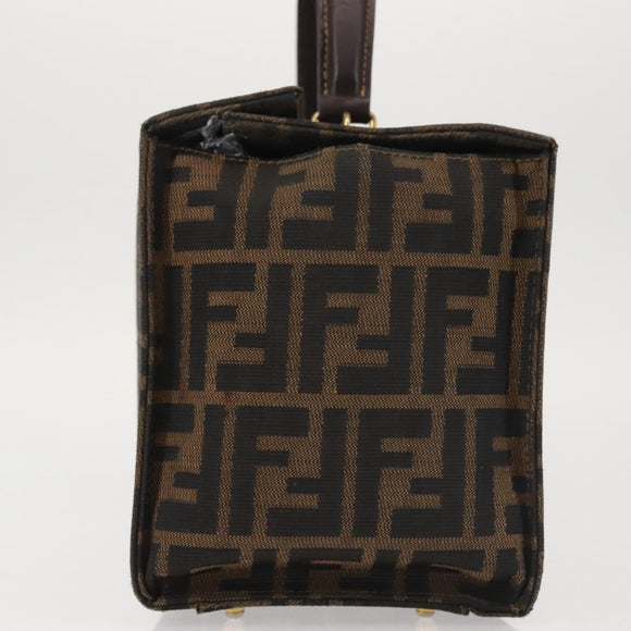 FENDI Zucca Canvas Hand Bag Black Brown Auth 142733