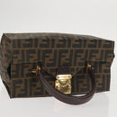 FENDI Zucca Canvas Hand Bag Black Brown Auth 142733-6